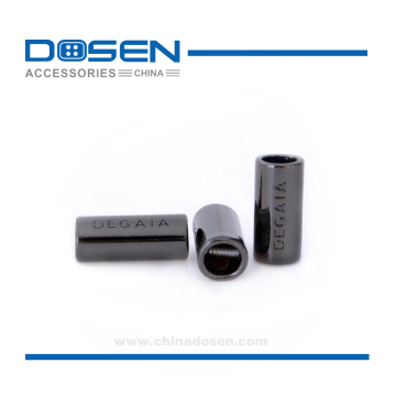 Shiny Black Custom Engraved Logo Letters Metal Cord End Thread End Elastic Cord Locks for Hoodies Blazers Shoes Jackets Bags