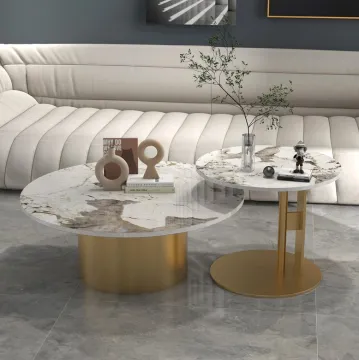 Modern Luxury Gold Italian Marble Sintered Stone Coffee Table