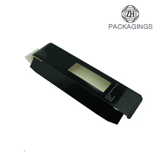 Glossy black window box braids hair packaging box