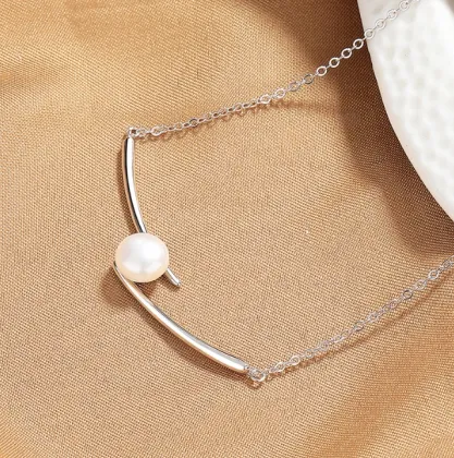 Sterling Silver Crossed Pearl Necklace Wholesale for Women - Mother's Day Special