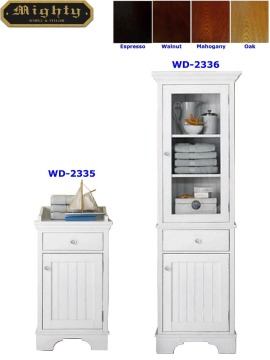Pinstripe Bathroom Furniture White Storage Towel Cabinet Units