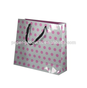 Pink polka dot paper gift shopping bag