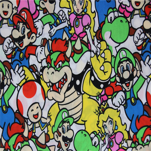 Cartoon Super Mary With Cotton Poplin Fabric