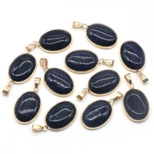 Pendentif ovale en grès bleu pour fabriquer un collier de bijoux 18x25 mm