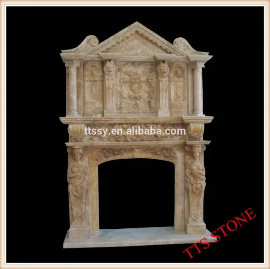 Elegant stone fireplace double-deck fireplace