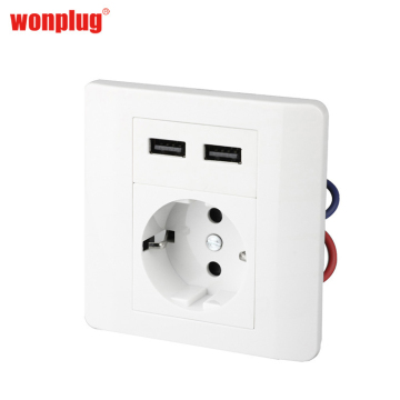 German EU Modern Fast Charging Wall Socket with 2 USB Ports