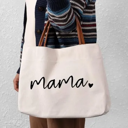 Canvas "Mama" Tote Bag Stylish Versatile Everyday Bag