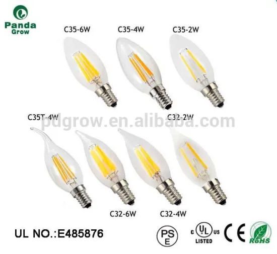 E12 E14 Dimmable 6w LED Filament Candelabra Light Bulbs, 35W Incandescent Replacement, Warm White