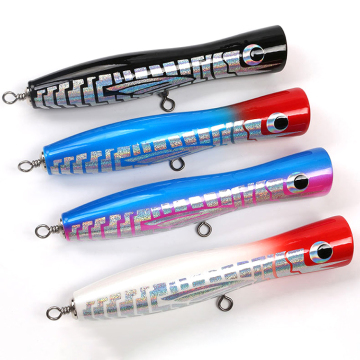LETOYO Floating Wood Fish Popper Lures for Trolling Tuna - 80g/200mm Sea Fishing Bait