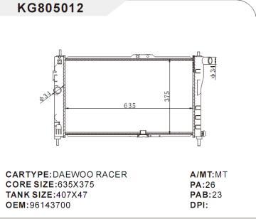 mechenical radiator car for DAEWOO RACER  OEM:96143700