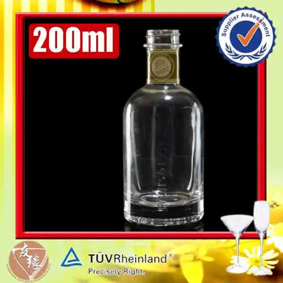 200ml cylinder shaped screw top wholesale glass liquor bottles