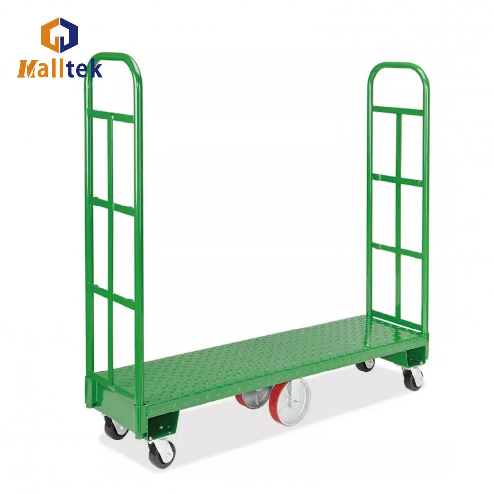 6 Wheels Warehouse Metal Plate U Boat Trolley Cart