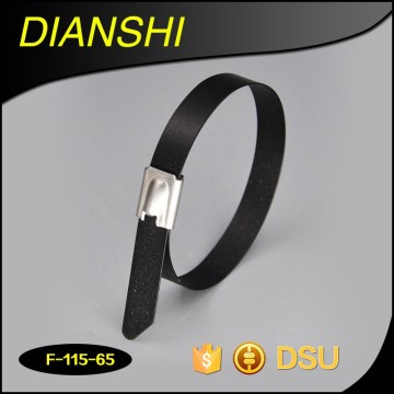 black color Pvc coasted stainless steel cable tie self-locking metal cable tie