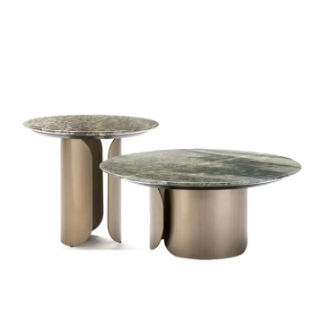 High-End Modern Luxury Stainless Steel and Brass Round Coffee Table