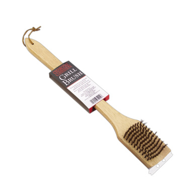 cleaning brush in wooden handle BBQ grill tool