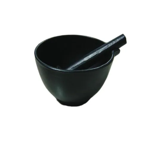 Black Painting Coating Cast Iron Mortar and Pestle