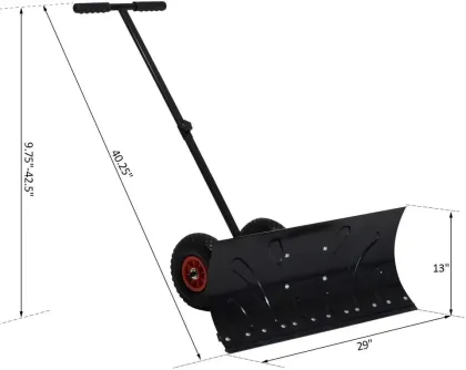 Adjustable Blade Path Snowboard Snow Shovel with Pneumatic Wheel