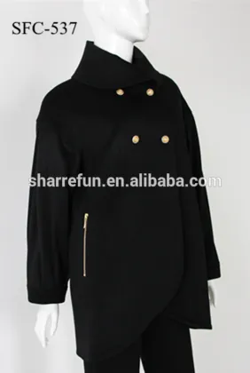 Hot Classic Black Womens Woolen cashmere Jacket Coat