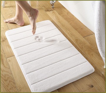 Anti Non Slip White  Flannel Coral Fleece Memory Foam Bathroom Bath Rugs
