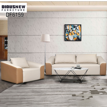 Elegant Office Reception Room Furniture: Luxury Genuine Leather Sofa Set