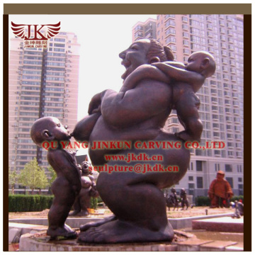 production of large brass figure sculpture height 6 meters