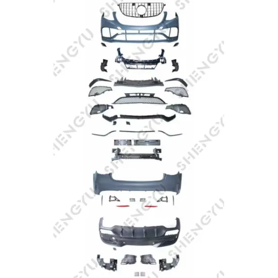 Upgrade Auto Body System for Benz GLE W166 Coupe 2016-2019 to GLE63 AMG Bumper Grille Rear Lip Tail Throat