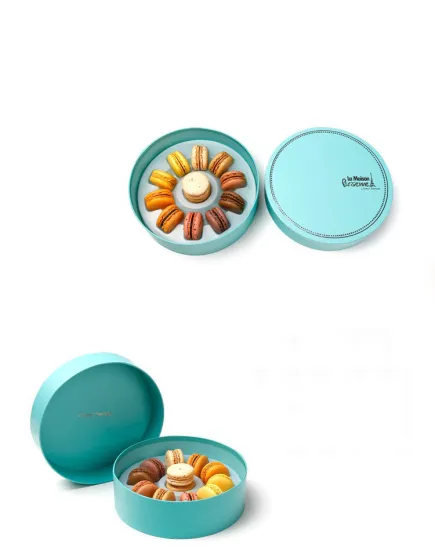 Luxury Packaging Colorful Round Cardboard Macarons Paper Box