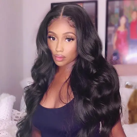 MEGALOOK Drop Shipping High Quality Malaysian Mink Body Wave Lace closure Human Hair Wig For Black Women