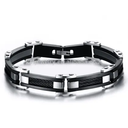 Top Quality Link Bracelet Men Jewelry Black Bracelet With Wire Bracelet Jewelry 2016