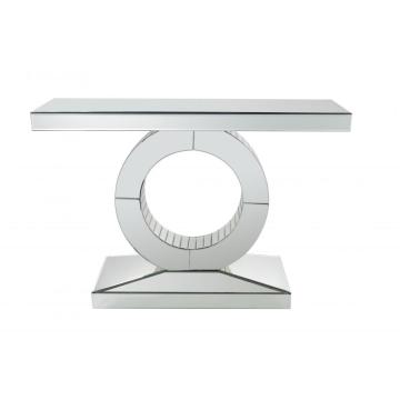 Mirored Accent Circle Console Glass Silver