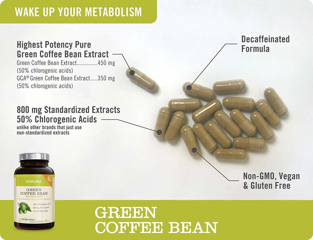 OEM/ODM Vegan Detox Capsules Slimming Capsules Diet Green Coffee Bean Extract Weight Loss Capsules