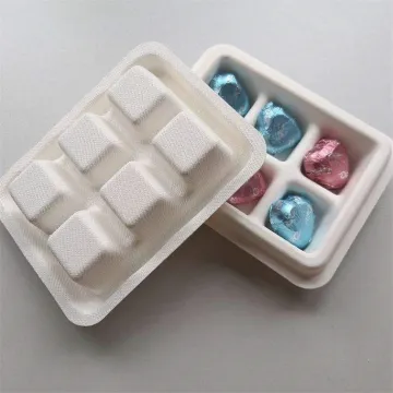 Sugarcane bagasse pulp molded chocolate packaging tray
