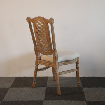  Round Back Chair Vintage Rattan Wooden Louis Dining Chair Factory