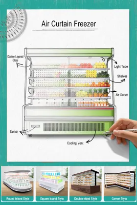 RUITAI Commercial Horizontal Fridge Cooler Refrigerator Showcase