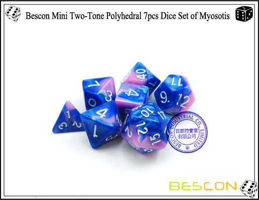 Bescon Mini Two-Tone Polyhedral 7pcs Dice Set of Myosotis-5
