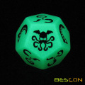 6 Sides Custom Printed Dice Glowing in the Dark