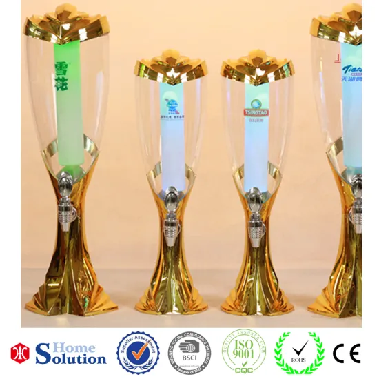 1.5&3L litres beer tower flashing light inside with cooling ice tube dispenser