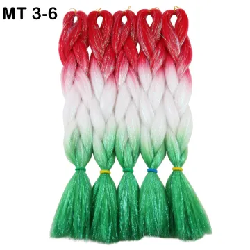 Wholesale christmas color bling tinsel hair extension high quality raw material ombre jumbo braid synthetic hair for braiding