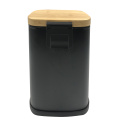 Bamboo Lid Foot Pedal Powder Coated Waste Bin