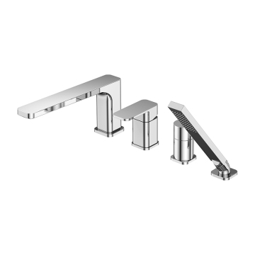 4-hole rim-mounted bath mixer