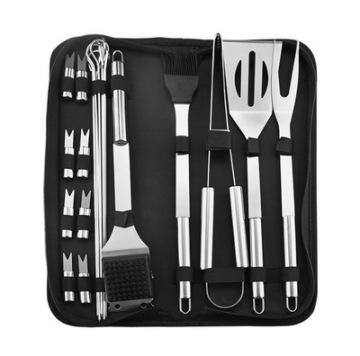 Amazon Hot Sale Stainless Steel 20pcs Outdoor Barbecue Grill BBQ Tools with Oxford Fabric Case Package