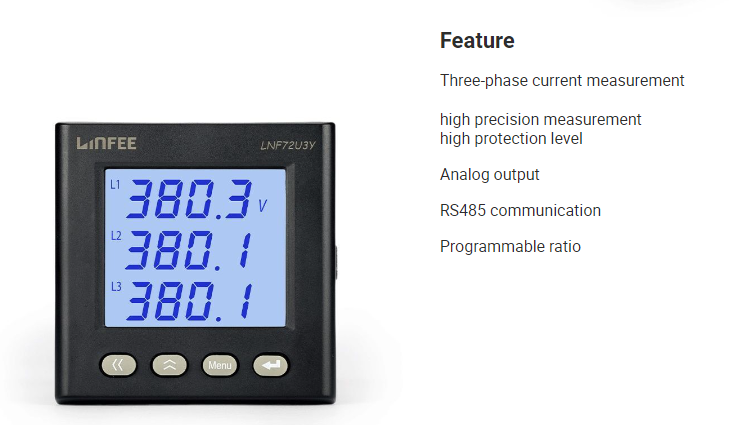LCD three phase energy meter
