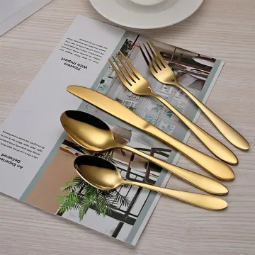5PCS Set Stainless Steel Cutlery Sets Gold Plated
