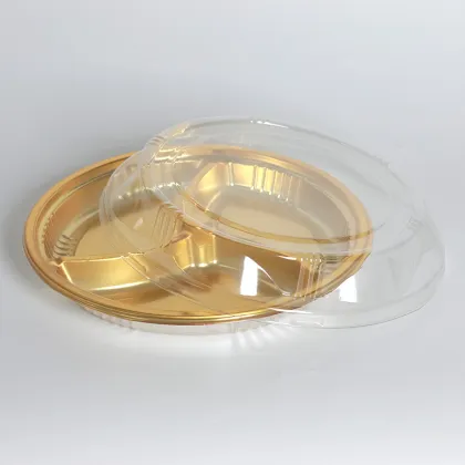 Golden Transparent Round Plastic Boxes for Cream Biscuits & Cookies