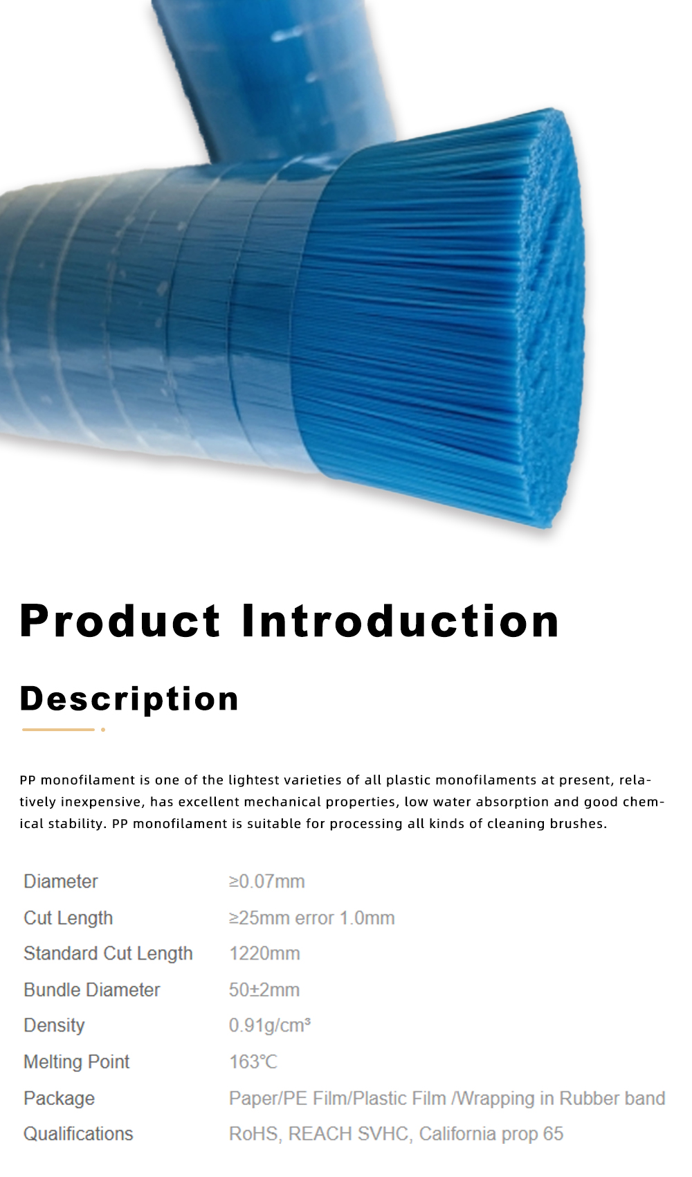 Bulk Blue PP Filament for Brushes x