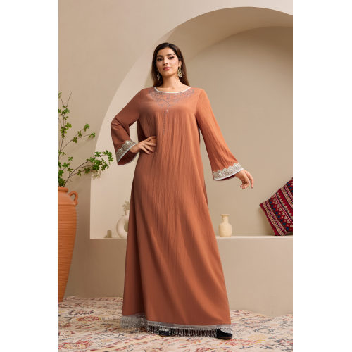 گرد و غبار رز Rhinestone Trim Abaya