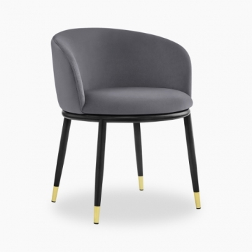 Theo Dining Chair Grey Walnut Gold Tips
