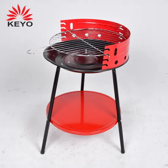 Wholesale LFGB adjustable height camp fire charcoal bbq grill with windshield