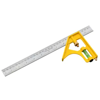 12 Inch Stainless Steel Combination Square: Adjustable Angle Ruler with Level Bubble - Precision Measuring Tool