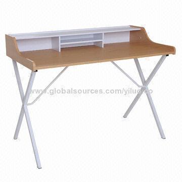 Wooden computer desk with 15mm clear tempered glass